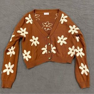 MOVING SALE Pink Lily Cropped Daisy Cardigan size xs